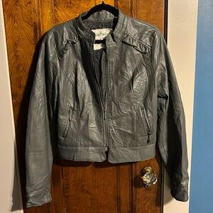 Heart Soul Grey Faux Leather Jacket